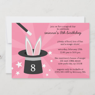 Pink Peek-a-Boo Rabbit Custom Magic Birthday Party Kaart
