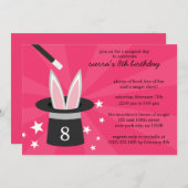 Pink Peek-a-Boo Rabbit Custom Magic Birthday Party Kaart (Voorkant / Achterkant)