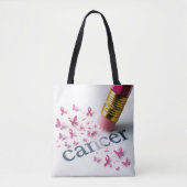 Pink Pencil Erasing Cancer Text  Tote Bag (Voorkant)