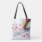 Pink Pencil Erasing Cancer Text  Tote Bag (Achterkant)