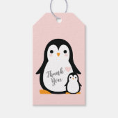 Pink Penguin Baby shower Cadeaulabel (Voorkant)