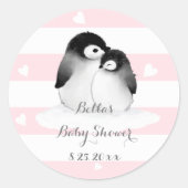 PInk Penguin Baby shower Stickers (Voorkant)