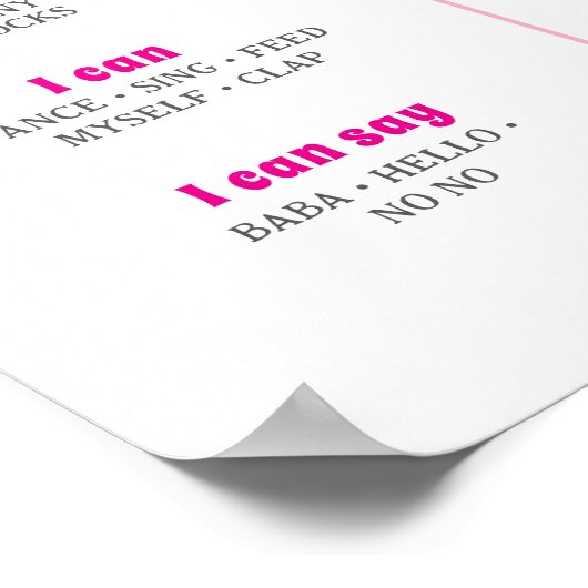 Pink Penguin First Birthday Milestone Poster (Hoek)