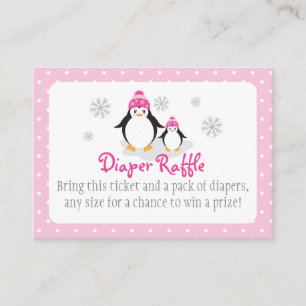 Pink Penguin Luier Raffle Ticket Informatiekaartje