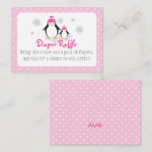 Pink Penguin Luier Raffle Ticket Informatiekaartje (Voorkant / Achterkant)