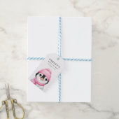 Pink Penguin Winter Baby shower Cadeaulabel (Met Touw)