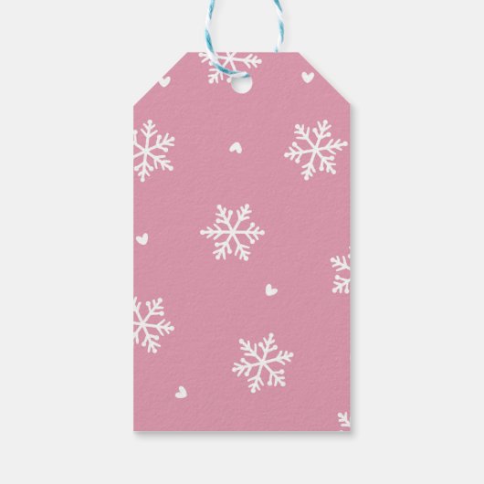 Pink Penguin Winter Baby shower Cadeaulabel (Achterkant)