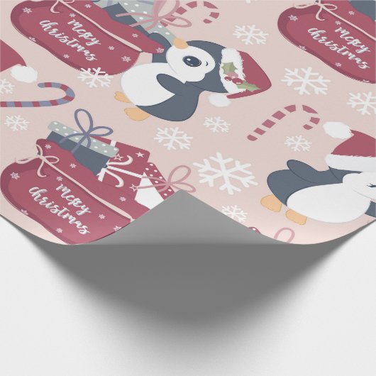 Pink Penguins  Cadeaupapier (Hoek)