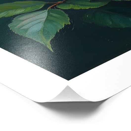 Pink Peonies Artwork on Emerald Green Foto Afdruk (Hoek)