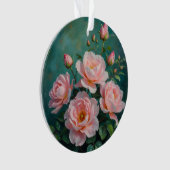Pink Peonies Artwork on Emerald Green Ornament (voorkant)