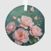 Pink Peonies Artwork on Emerald Green Ornament (achterkant)