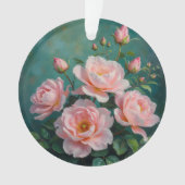 Pink Peonies Artwork on Emerald Green Ornament (voorkant)