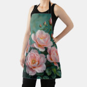 Pink Peonies Artwork on Emerald Green Schort (Insitu)