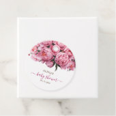 Pink Peonies Baby shower Bedankjes Labels (In situ)