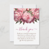 Pink Peonies Baby shower Bedankt (Voorkant)