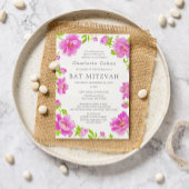 Pink Peonies Bat Mitzvah Kaart