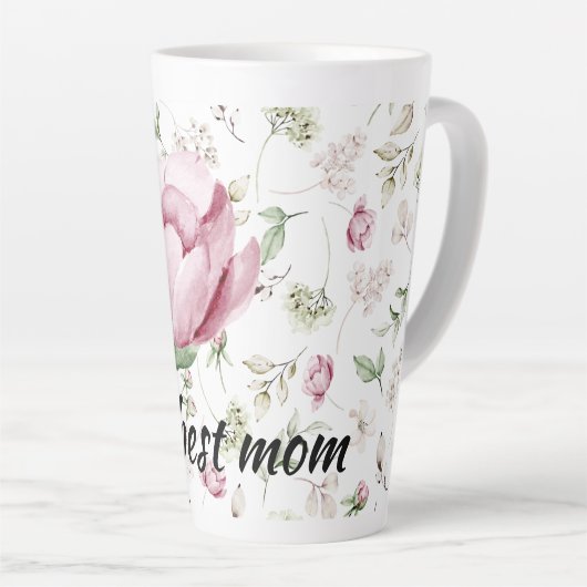 Pink Peonies Best mam Latte Mok (Rechterhoek)