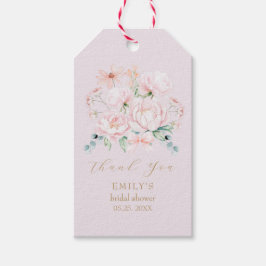 Pink Peonies Bow Wildflower Garden Vrijgezellenfee Cadeaulabel