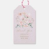 Pink Peonies Bow Wildflower Garden Vrijgezellenfee Cadeaulabel (Achterkant)