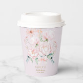 Pink Peonies Bow Wildflower Garden Vrijgezellenfee Papieren Bekers (Voorkant)