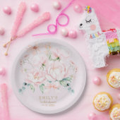 Pink Peonies Bow Wildflower Garden Vrijgezellenfee Papieren Bordje (Feest)