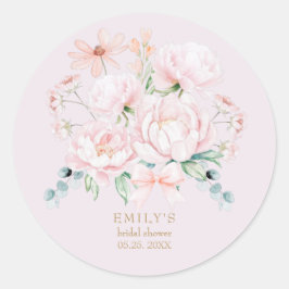 Pink Peonies Bow Wildflower Garden Vrijgezellenfee Ronde Sticker