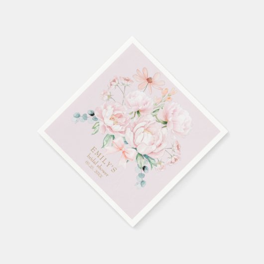 Pink Peonies Bow Wildflower Garden Vrijgezellenfee Servet (Hoek)