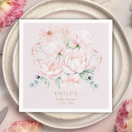 Pink Peonies Bow Wildflower Garden Vrijgezellenfee Servet