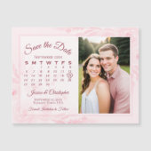Pink Peonies Calendar & Photo Save the Date Magnet Magnetische Uitnodiging (Voorkant)