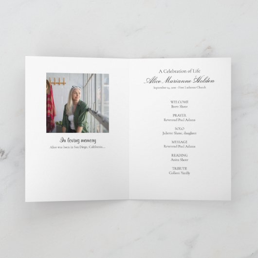 Pink Peonies Celebration of Life Programme Programma (Binnen)