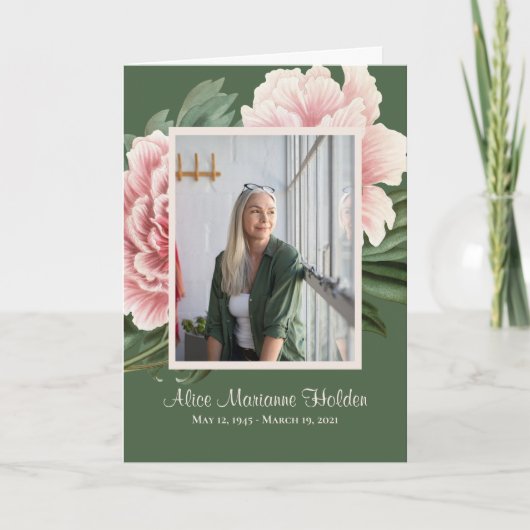 Pink Peonies Celebration of Life Programme Programma (Voorkant)