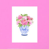 Pink Peonies Chinoiserie Vase Notitiekaartje