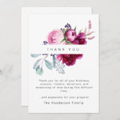 Pink Peonies Colorful Funeral Bereavement Bedankkaart (Voorkant / Achterkant)