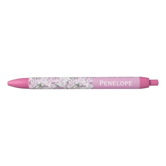 Pink Peonies Custom Name Pen (Voorkant)