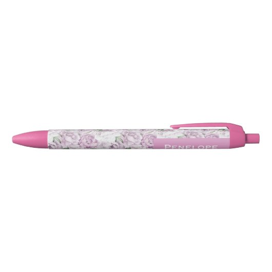 Pink Peonies Custom Name Pen (Bovenkant)