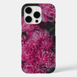 Pink peonies, dark moody aesthetic iPhone 16 pro hoesje
