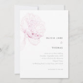 Pink Peonies Elegant Floral Sketch Wedch Kaart (Voorkant)