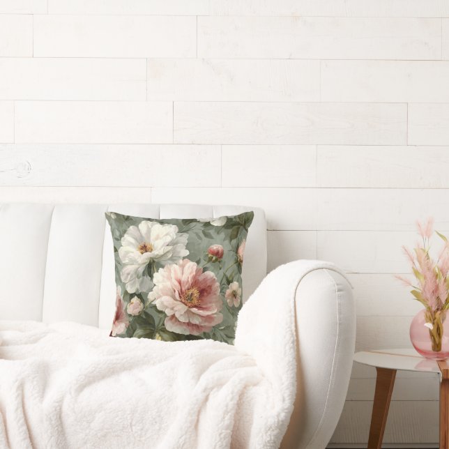 Pink Peonies Elegant Kussen (Bank)