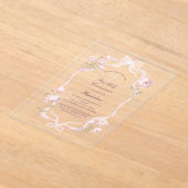 pink peonies First Holy Communion girl Acryl Uitnodigingen (Laagn)