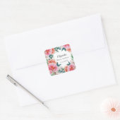 Pink Peonies Floral Eucalyptus Vrijgezellenfeest F Vierkante Sticker (Envelop)