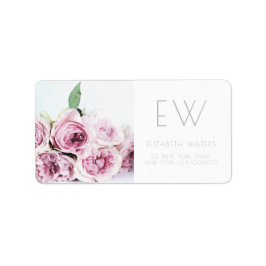 PINK PEONIES FLORAL FOTOGRAPHY ADRESETIKETTEN ETIKET