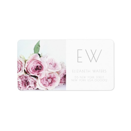 PINK PEONIES FLORAL FOTOGRAPHY ADRESETIKETTEN ETIKET (Voorkant)