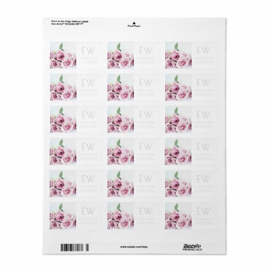 PINK PEONIES FLORAL FOTOGRAPHY ADRESETIKETTEN ETIKET (Full Sheet)