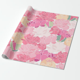Pink Peonies Floral Garden Feminine Flowers Cadeaupapier