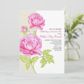 Pink Peonies Floral Invitation Kaart (Staand voorkant)