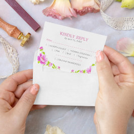 Pink Peonies Floral Magenta RSVP Kaartje