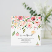 Pink Peonies Floral Moving Announement Kaart (Staand voorkant)