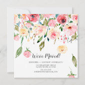 Pink Peonies Floral Moving Announement Kaart (Voorkant)