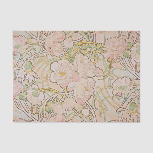 Pink Peonies Floral Pattern Tissuepapier (Voorkant)