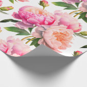 Pink Peonies Floral Vrijgezellenfeest Cadeaupapier (Hoek)